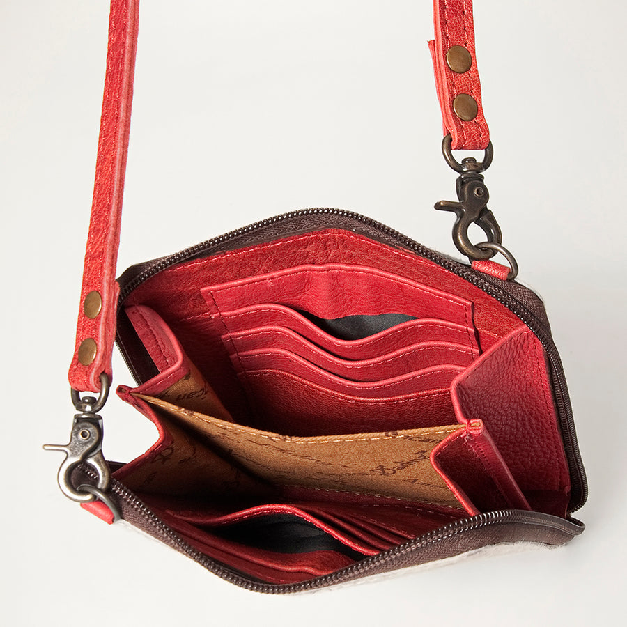 American Darling Cross body Bag, Hair-On Cowhide & Genuine Full Grain Leather, Western Shoulder Purse, 6in (H) X 6in (W)