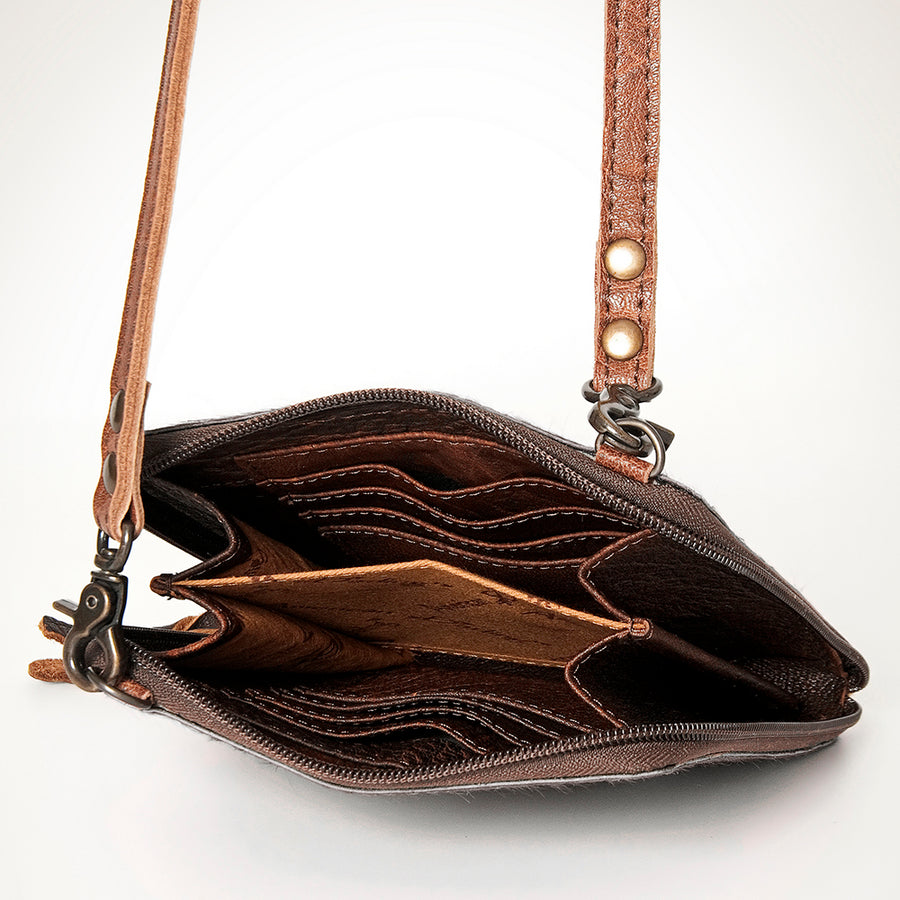 American Darling Cross body Bag, Hair-On Cowhide & Genuine Full Grain Leather, Western Shoulder Purse, 6in (H) X 6in (W)