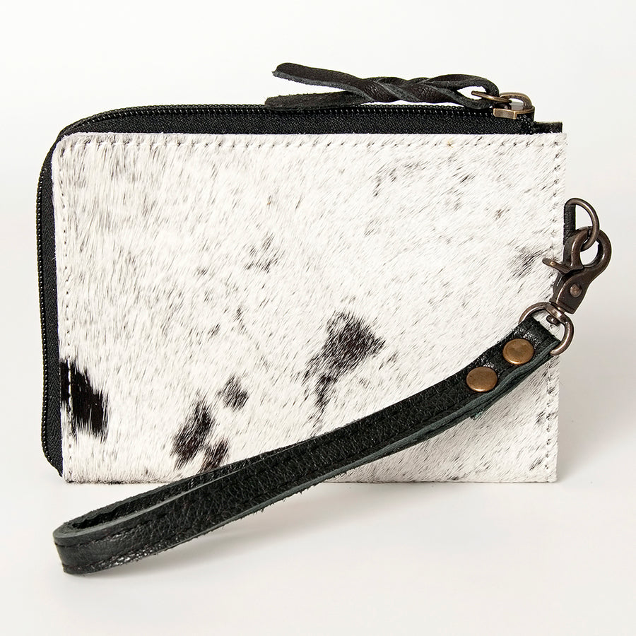 American Darling Coin Purse, Genuine Hair-On Cowhide & Full Grain Leather, Slim Western Travel Pouch, 4.5in (H) X 6.5in (W)