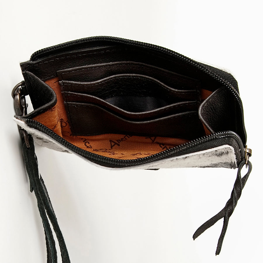 American Darling Coin Purse, Genuine Hair-On Cowhide & Full Grain Leather, Slim Western Travel Pouch, 4.5in (H) X 6.5in (W)