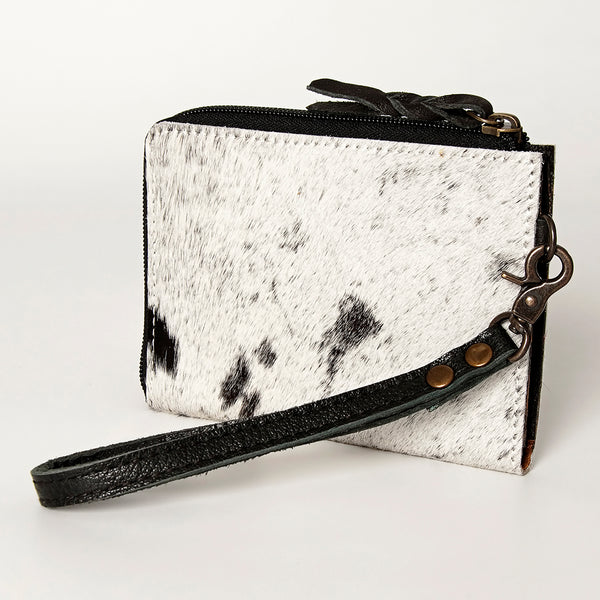 American Darling Handcrafted Leather Coin Purse with Authentic Hair-On Cowhide - Uhorse