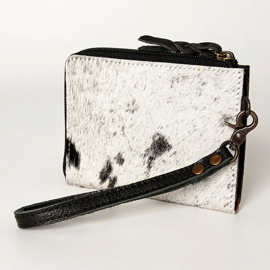 American Darling Handcrafted Leather Coin Purse with Authentic Hair-On Cowhide - Uhorse