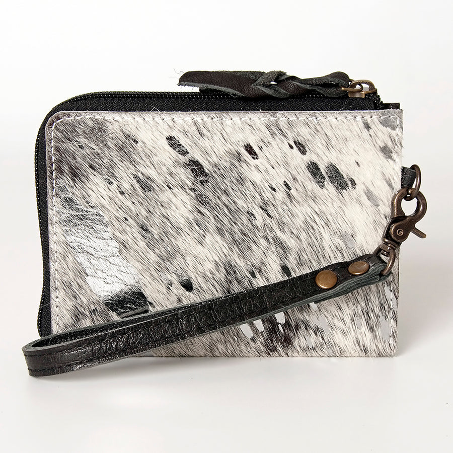 American Darling Coin Purse, Genuine Hair-On Cowhide & Full Grain Leather, Slim Western Travel Pouch, 4.5in (H) X 6.5in (W)