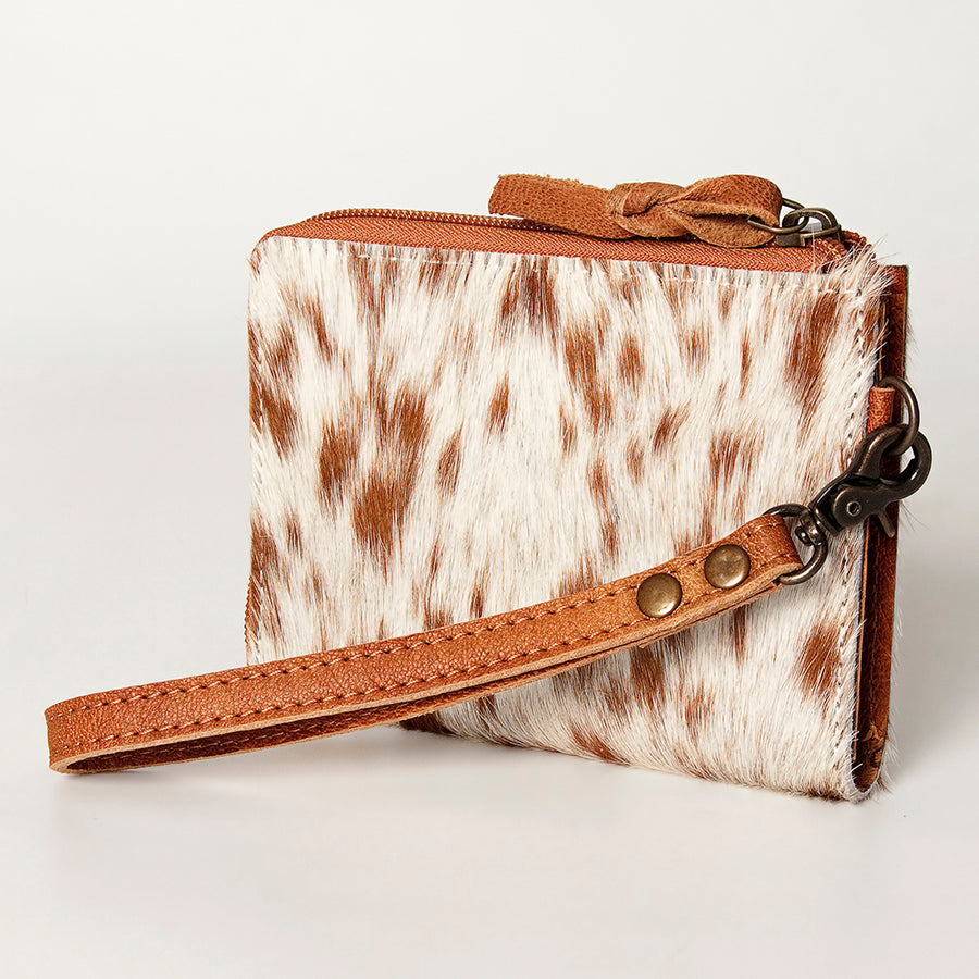 American Darling Handcrafted Leather Coin Purse with Authentic Hair-On Cowhide - Uhorse