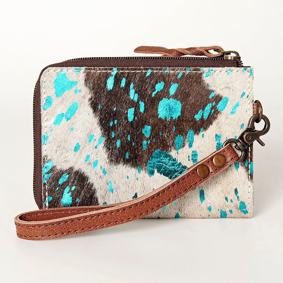 American Darling Coin Purse, Genuine Hair-On Cowhide & Full Grain Leather, Slim Western Travel Pouch, 4.5in (H) X 6.5in (W)