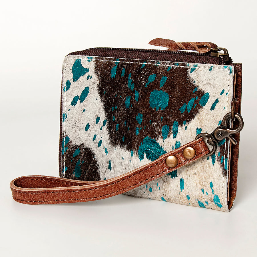 American Darling Handcrafted Leather Coin Purse with Authentic Hair-On Cowhide - Uhorse