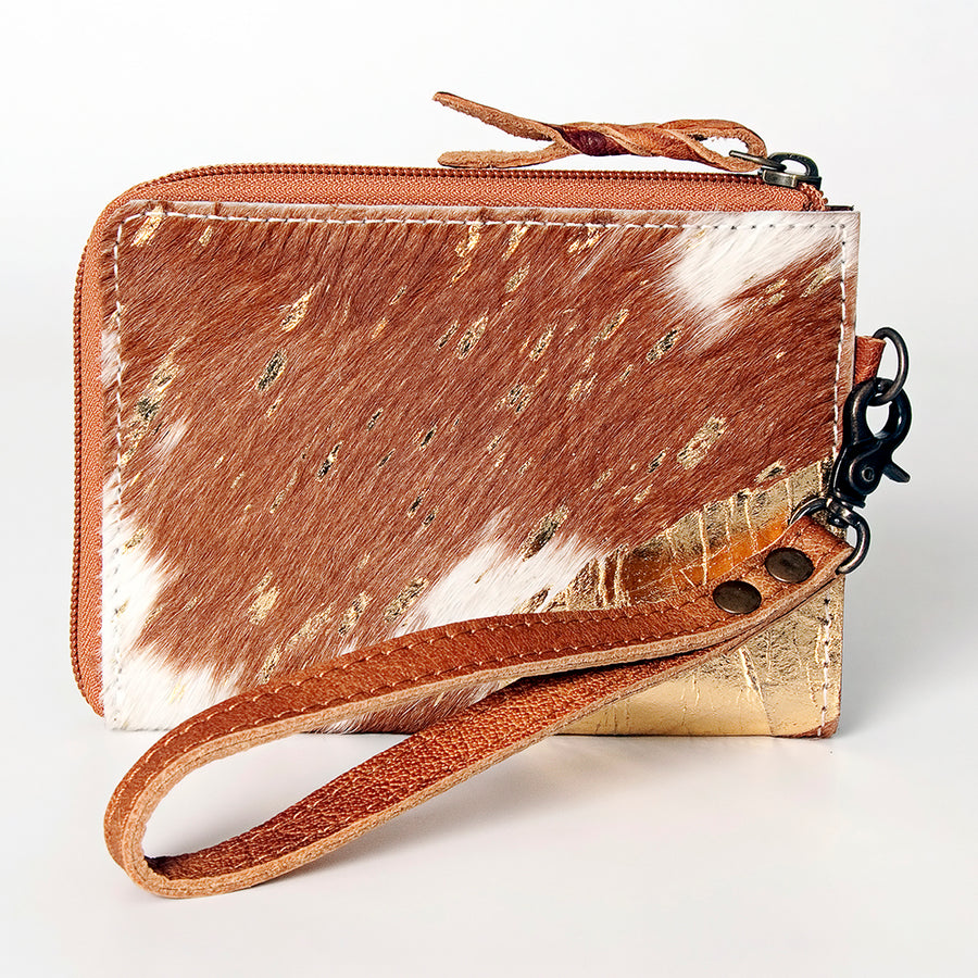 American Darling Coin Purse, Genuine Hair-On Cowhide & Full Grain Leather, Slim Western Travel Pouch, 4.5in (H) X 6.5in (W)