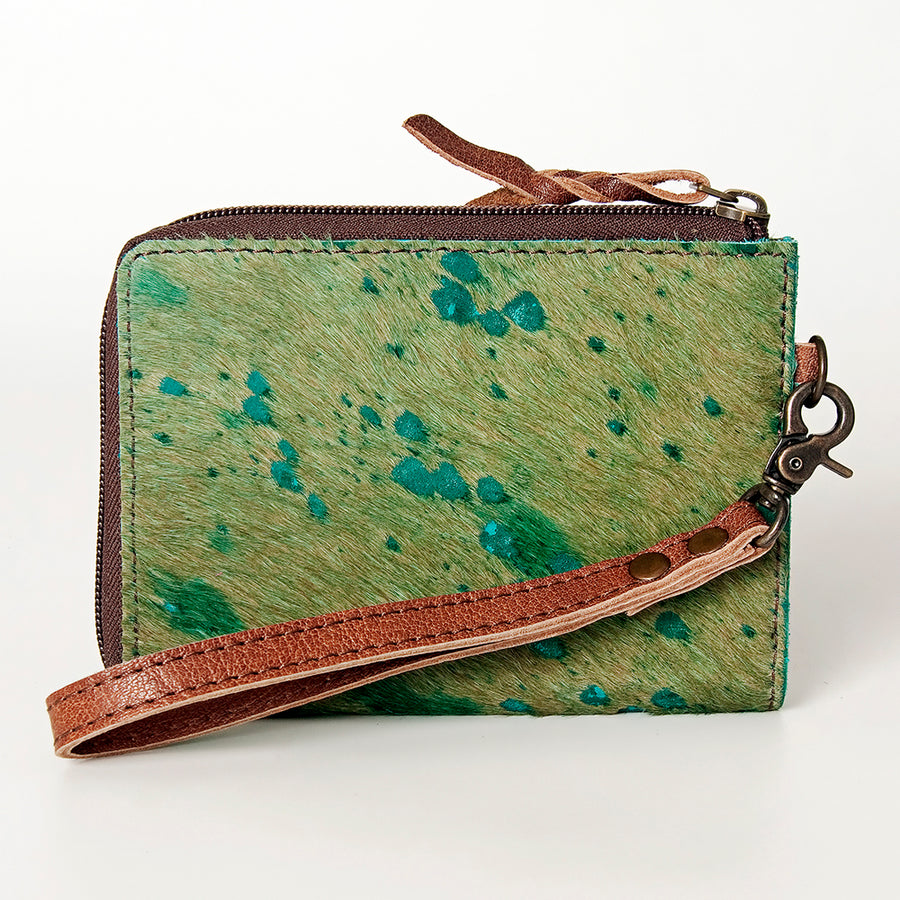 American Darling Coin Purse, Genuine Hair-On Cowhide & Full Grain Leather, Slim Western Travel Pouch, 4.5in (H) X 6.5in (W)