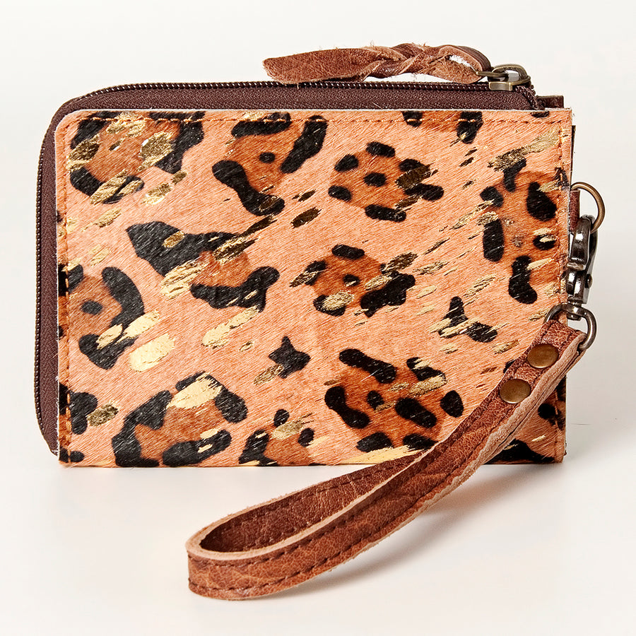 American Darling Coin Purse, Genuine Hair-On Cowhide & Full Grain Leather, Slim Western Travel Pouch, 4.5in (H) X 6.5in (W)