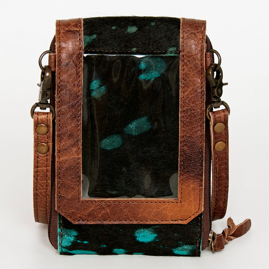 American Darling Cell Phone holder, Genuine Hair-On Cowhide & Full Grain Leather, Western Crossbody Bag, 7in X 4in X 1in