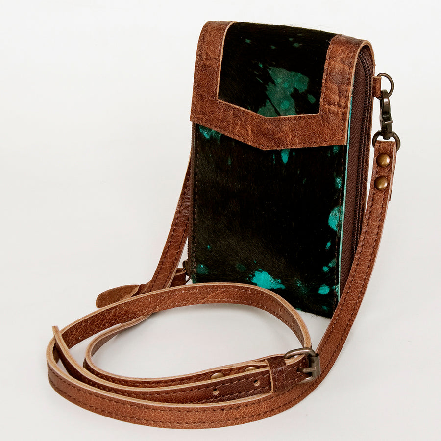 American Darling Handcrafted Leather Cell Phone holder with Hair-On Cowhide - Uhorse