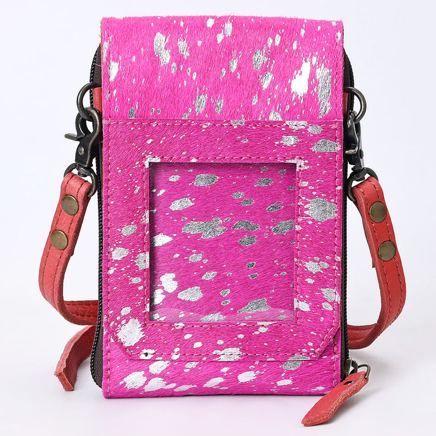 American Darling Cell Phone holder, Genuine Hair-On Cowhide & Full Grain Leather, Western Crossbody Bag, 7in X 4in X 1in