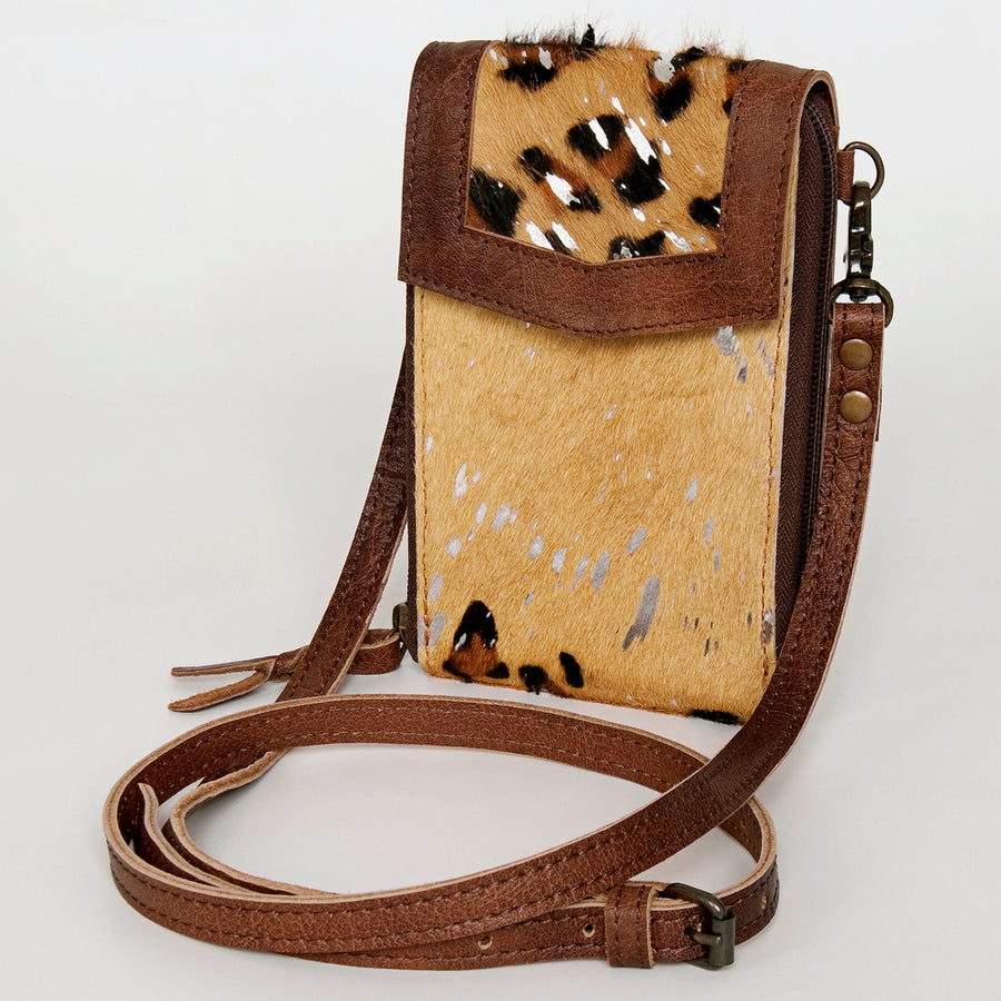 American Darling Handcrafted Leather Cell Phone holder with Hair-On Cowhide - Uhorse