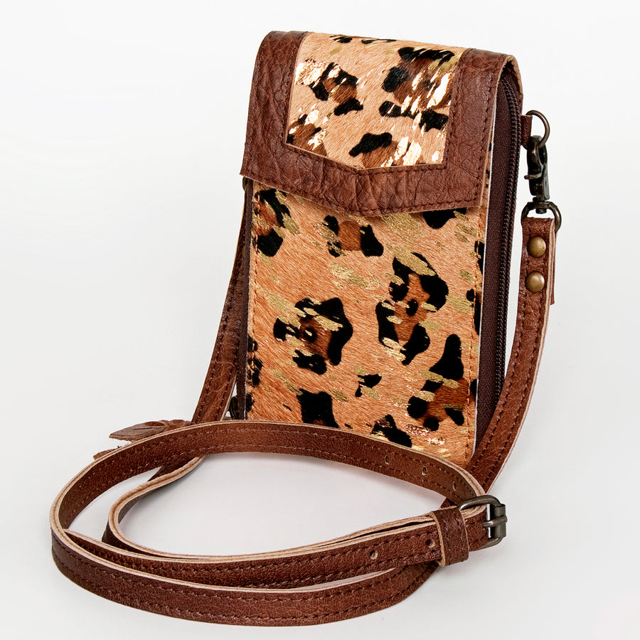 American Darling Handcrafted Leather Cell Phone holder with Hair-On Cowhide - Uhorse