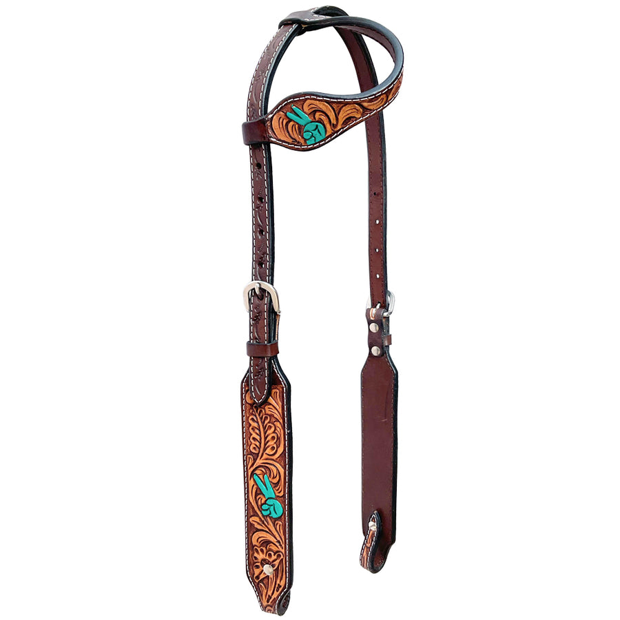 Bar H Equine American Leather Horse Saddle Tack One Ear Headstall Brown - Uhorse