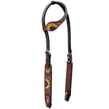 Bar H Equine Bonnie Blossom Sunflower Leather One Ear Headstall Breast Collar Wither Strap Set - Uhorse
