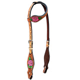 Bar H Equine Belle Unicorn Leather Headstall Tan by Hilason – Cowboy and equestrian accessories