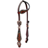 Bar H Equine Genuine Western American Leather Horse Premium Headstall & Breast Collar Set