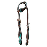 Bar H Equine Genuine Western American Leather Horse Premium Headstall & Breast Collar Set