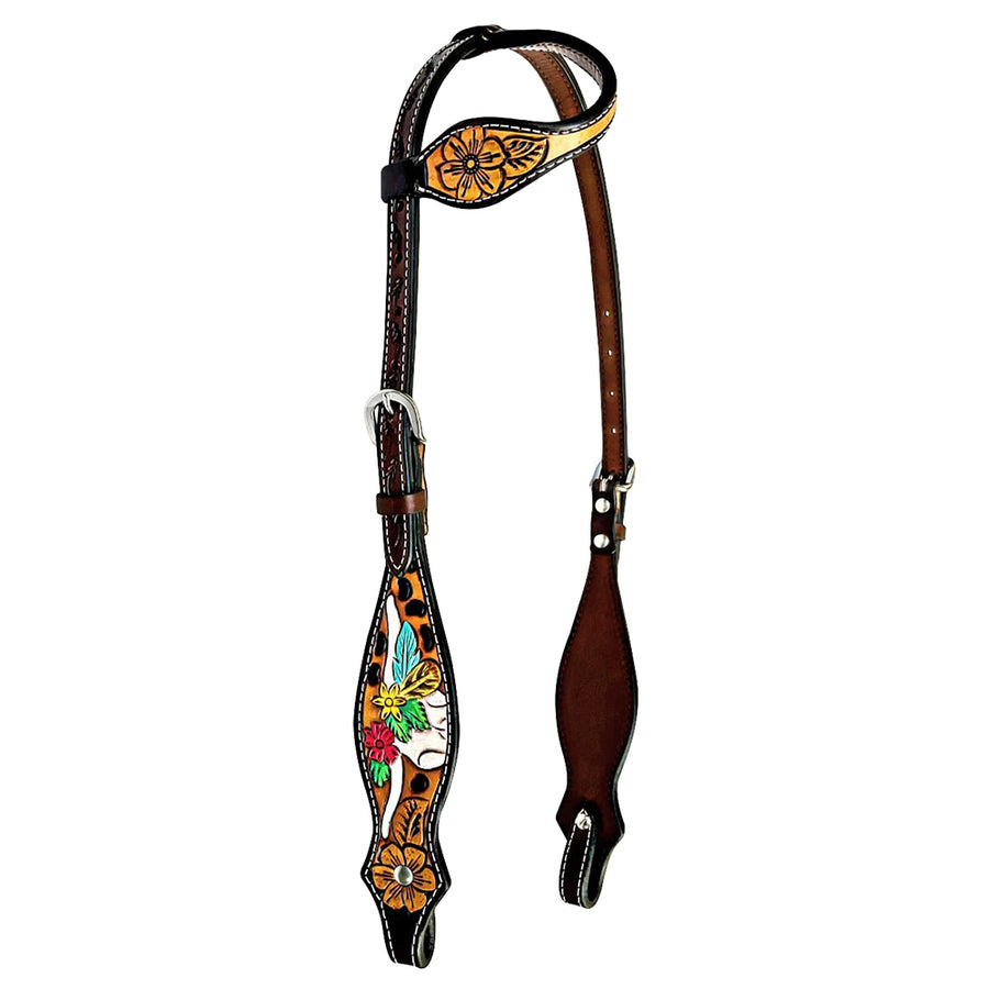 Bar H Equine American Leather Horse Saddle Tack One Ear Headstall | Browband Headstall BER180 - Uhorse