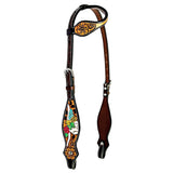 Bar H Equine American Leather Horse Saddle Tack One Ear Headstall | Browband Headstall BER180 - Uhorse