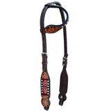 Bar H Equine Genuine Western American Leather Horse Premium Headstall & Breast Collar Set