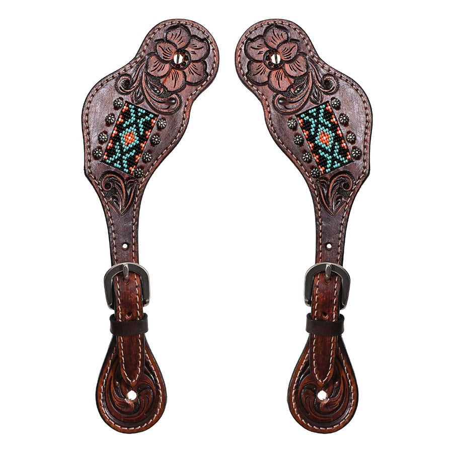 Bar H Equine Horse Riding Western Leather Spurs Straps for Adults women's - Bar H Equine