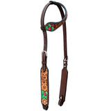 BAR H EQUINE Leather Horse Premium One Ear Headstall & Breast Collar Set