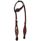 Bar H Equine American Leather Horse Saddle Tack One Ear Headstall | Breast Collar | Browband Headstall | Wither Strap | Tack Set BER240