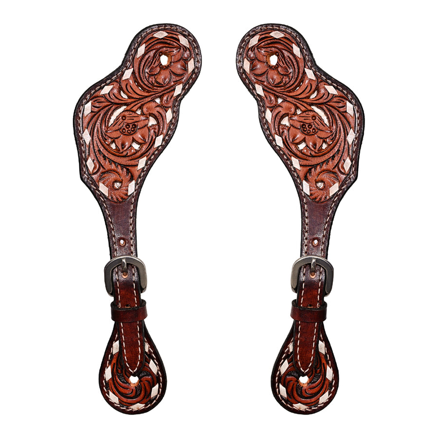 Bar H Equine Horse Riding Western Leather Spurs Straps for Adults women's - Uhorse