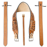 Comfytack Horse Saddle Flank Cinch Girth Handtooled Leather W/ Billets Tan