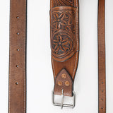 Comfytack Horse Saddle Flank Cinch Girth Handtooled Leather W/ Billets Brown