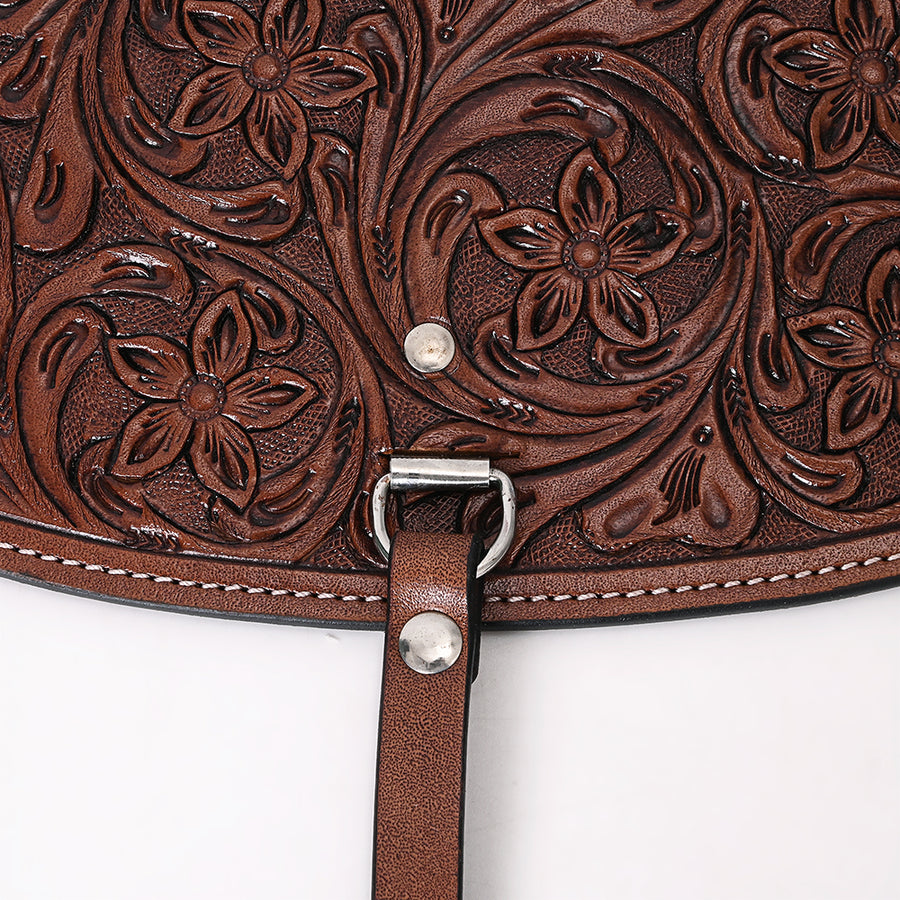 Horse Saddle Flank Cinch Girth Handtooled Leather W/ Billets Brown Comfytack by Hilason