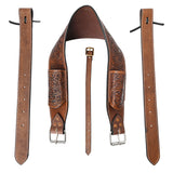 Comfytack Horse Saddle Flank Cinch Girth Handtooled Leather W/ Billets Brown