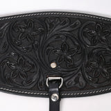 Comfytack Horse Saddle Flank Cinch Girth Handtooled Leather W/ Billets Black