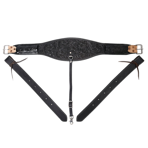 Comfytack H. Saddle Flank Cinch Girth Handtooled Leather W/ Billets by Hilason – Cowboy and equestrian accessories
