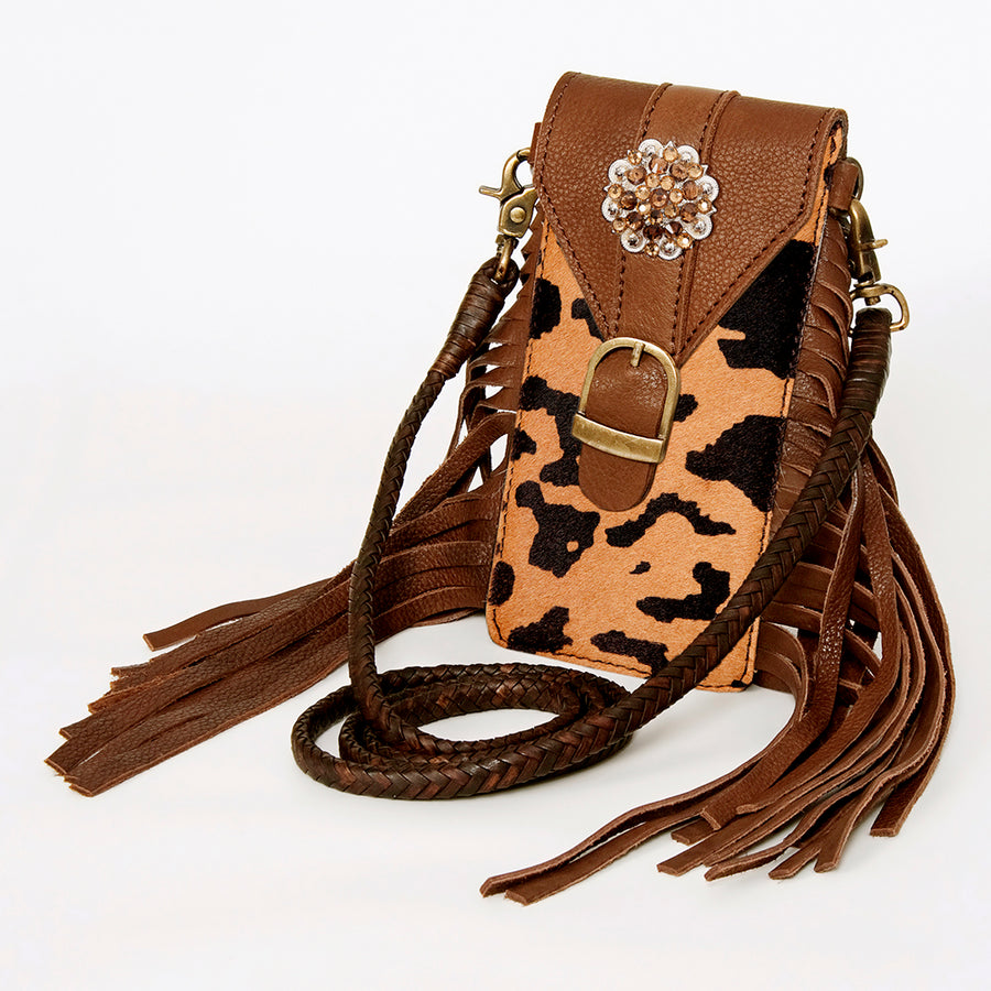 American Darling Hair-On Cowhide Cell Phone Holder Genuine Leather - Uhorse