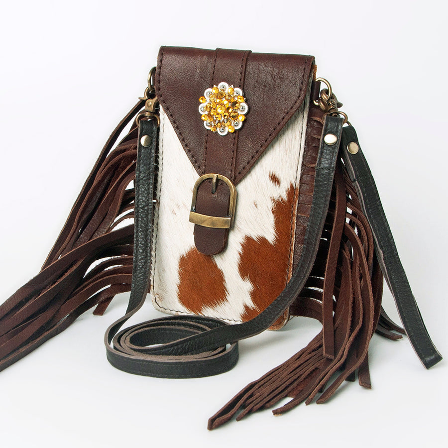 American Darling Hair-On Cowhide Cell Phone Holder Genuine Leather - Uhorse