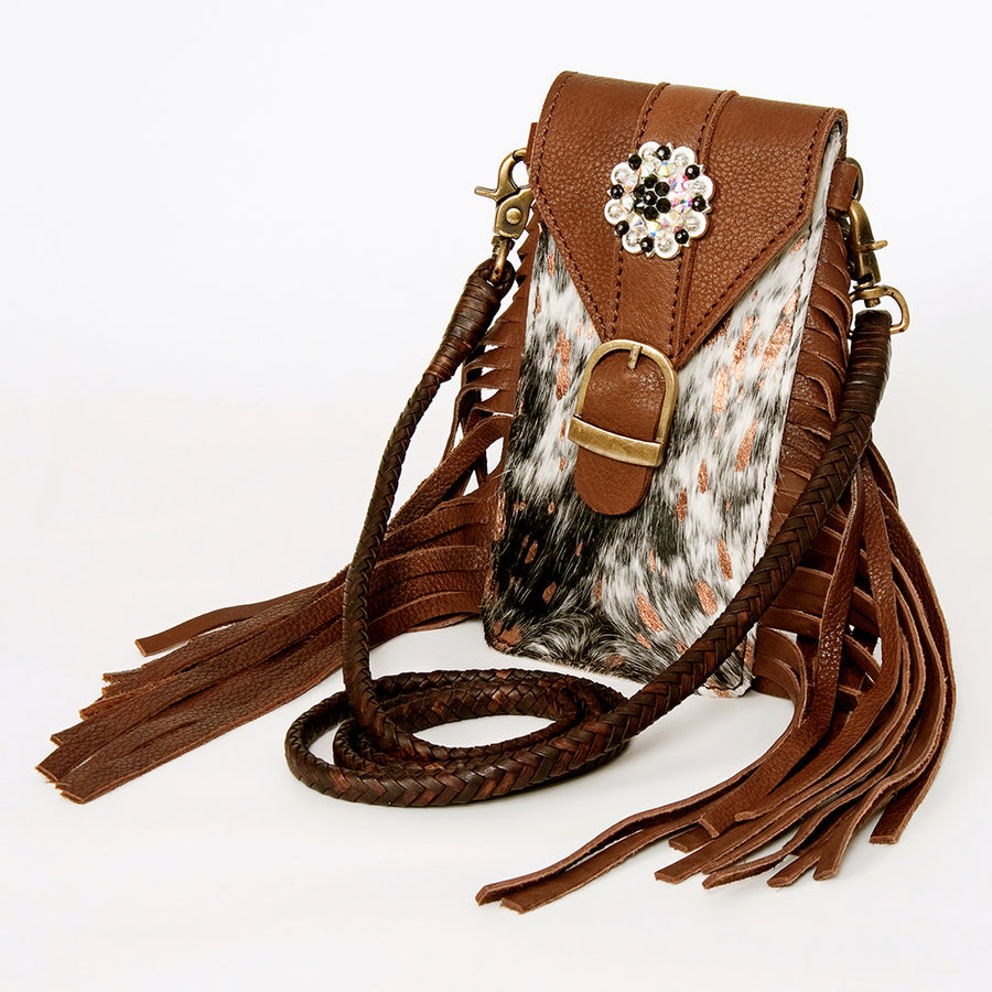 American Darling Hair-On Cowhide Cell Phone Holder Genuine Leather - Uhorse