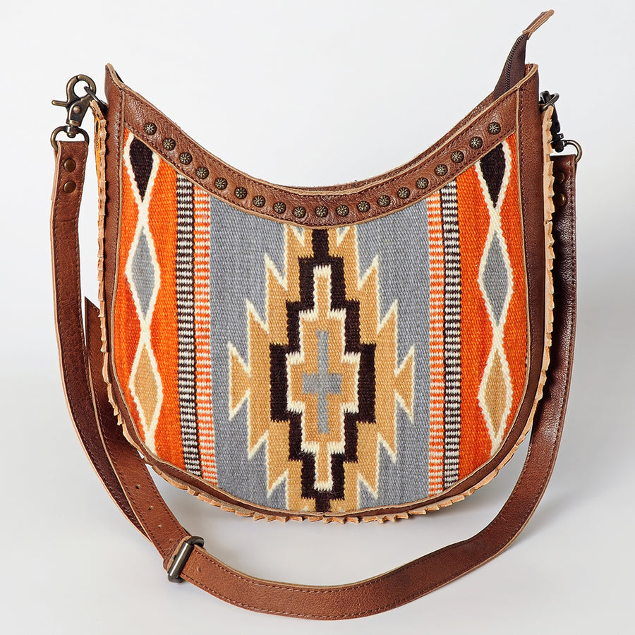 American Darling Hobo Bag Western Hand Tooled Floral Genuine Leather Crossbody with Hand Woven Saddle Blanket & YKK Zipper