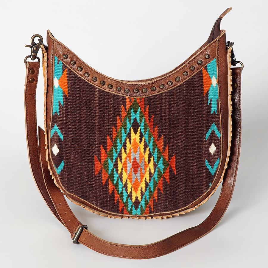 American Darling Hobo Bag Western Hand Tooled Floral Genuine Leather Crossbody with Hand Woven Saddle Blanket & YKK Zipper
