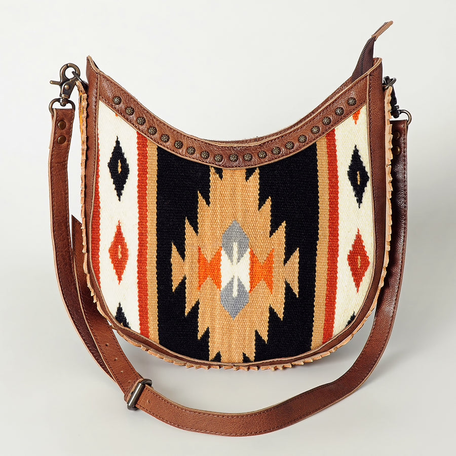 American Darling Hobo Bag Western Hand Tooled Floral Genuine Leather Crossbody with Hand Woven Saddle Blanket & YKK Zipper