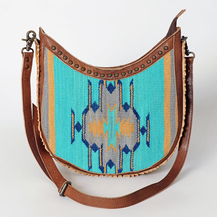 American Darling Hobo Bag Western Hand Tooled Floral Genuine Leather Crossbody with Hand Woven Saddle Blanket & YKK Zipper