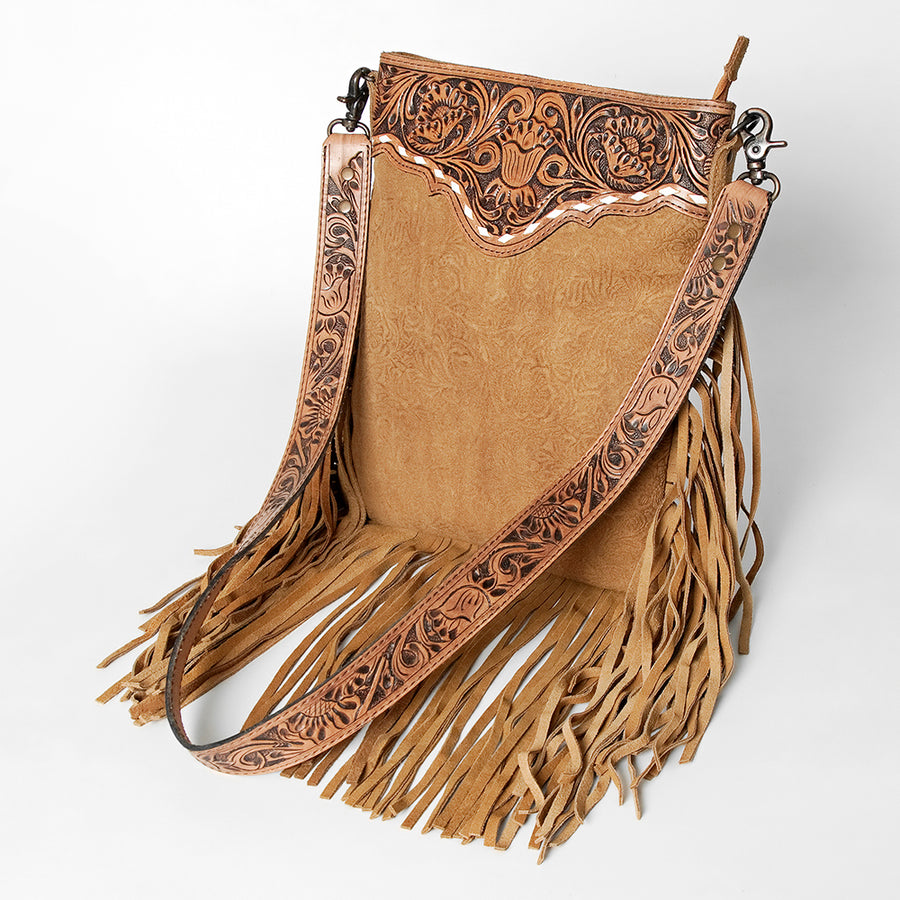 American Darling Large Crossbody Hand Tooled Embossed Genuine Leather Western Women Bag Handbag Purse | Cute - Uhorse