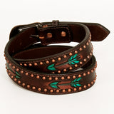 BAR H EQUINE Austin Arrow Spotted Hand Painted Western Leather Men And Women Belt Brown