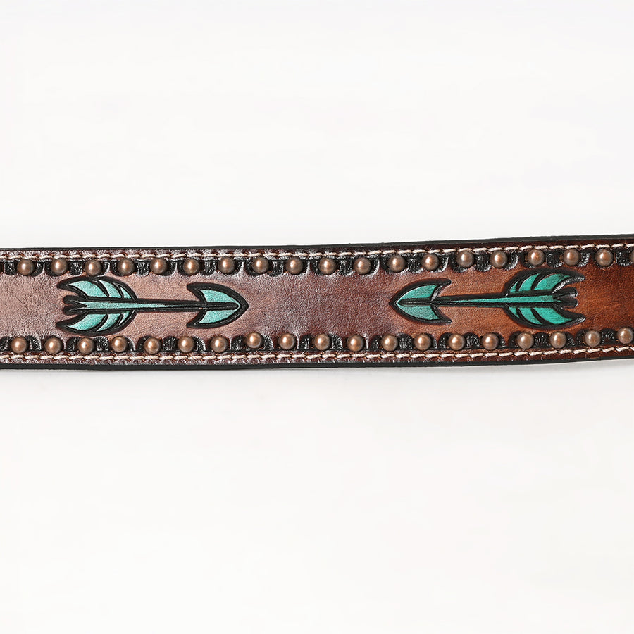 BAR H EQUINE Brown Austin Arrow Spotted Hand Painted Genuine Leather Men & Women Belt Unisex Western