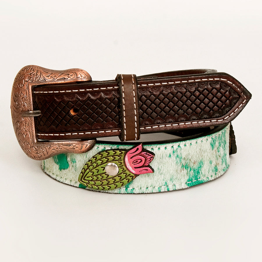 BAR H EQUINE Savannah Wood Hand Tooled Western Leather Men And Women Belt Brown - Uhorse