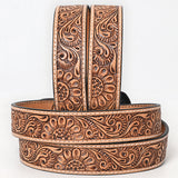 BAR H EQUINE Sunflower Floral Hand Carved Western Fashion Premium Leather Men And Women Belt Brown