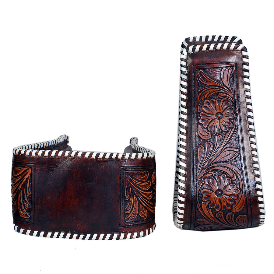 HILASON Horse Western Saddle Stirrup Leather Floral Stirrups Pair | for Barrel Racing Horses