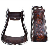 Horse Western Saddle Stirrup Leather Floral Stirrups Pair Hilason